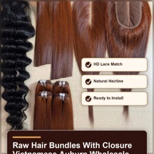 Raw hair bundles with closure Vietnamese auburn wholesale benefit banner