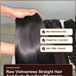 Raw Vietnamese straight hair and curly bundles wholesale benefit banner