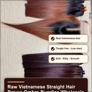 Raw Vietnamese straight hair brown ombre bundles wholesale benefit banner