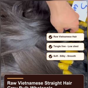 Raw Vietnamese straight hair grey bulk wholesale benefit banner