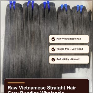 Raw Vietnamese straight hair grey bundles wholesale benefit banner