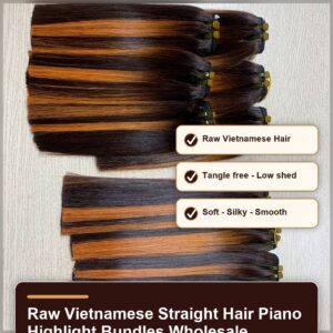 Raw Vietnamese straight hair piano highlight bundles wholesale benefit banner