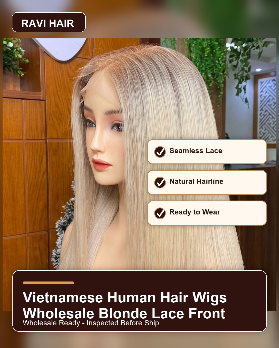 Vietnamese Human Hair Wigs Wholesale Blonde Lace Front