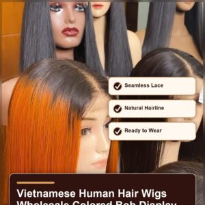 Vietnamese human hair wigs wholesale colored bob display benefit banner