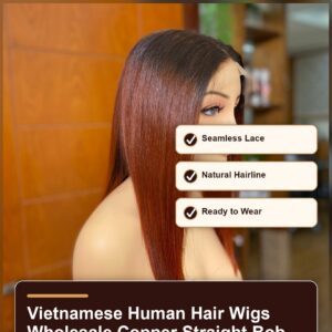 Vietnamese human hair wigs wholesale copper straight bob benefit banner