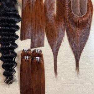 Raw hair bundles with closure Vietnamese auburn wholesale