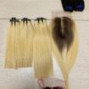 Raw hair bundles with closure Vietnamese blonde wholesale