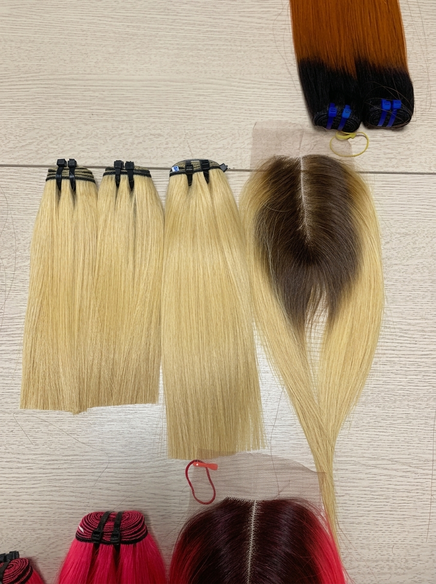Raw hair bundles with closure Vietnamese blonde wholesale