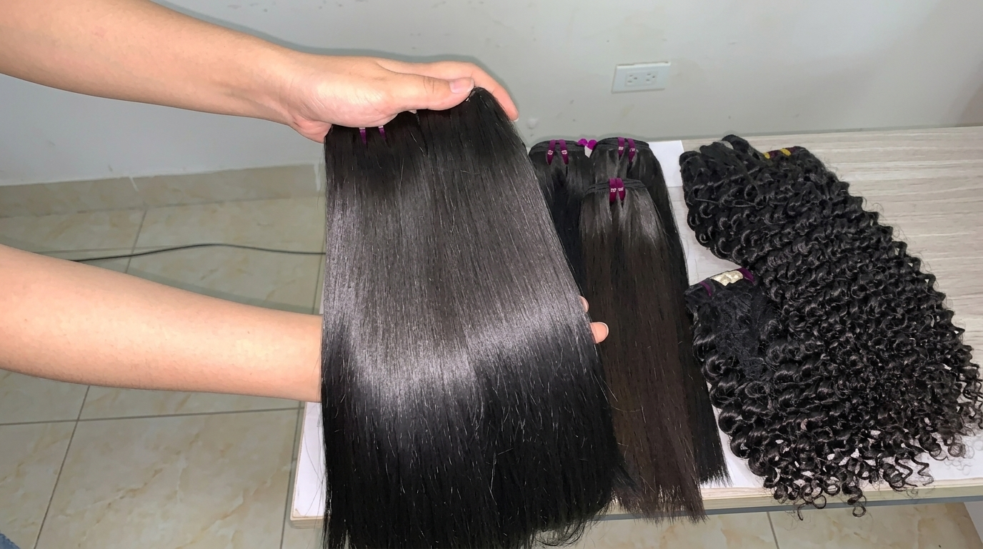 Raw Vietnamese straight hair and curly bundles wholesale