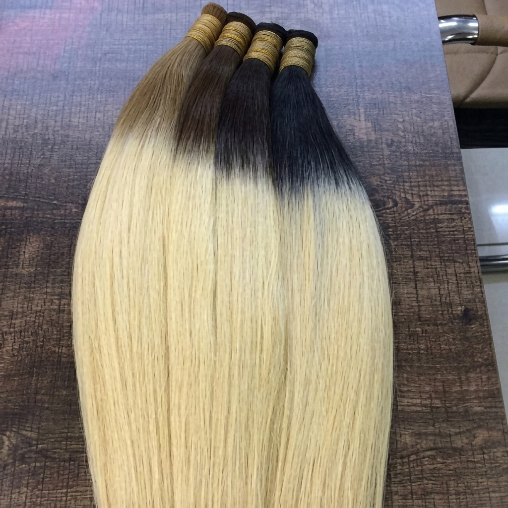 Raw Vietnamese straight hair blonde dark root bundles wholesale