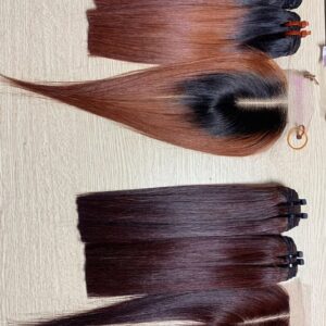 Raw Vietnamese straight hair brown ombre bundles wholesale