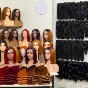 Vietnamese human hair wigs wholesale and bundles display