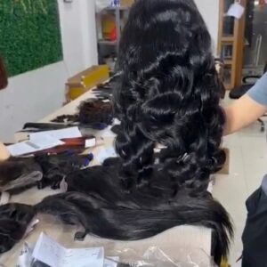 Vietnamese human hair wigs wholesale black wavy lace front