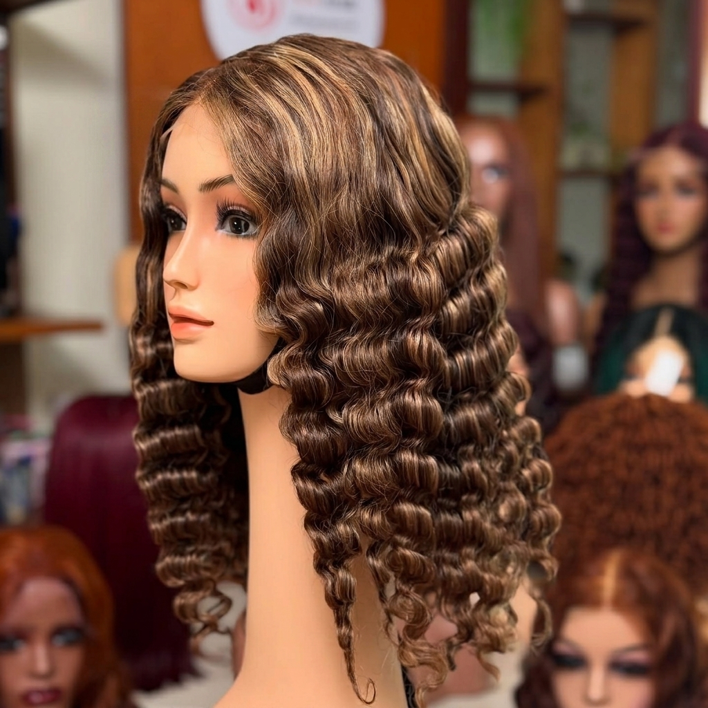 Vietnamese human hair wigs wholesale brown curly lace front