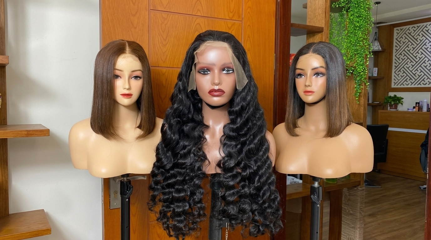 Deep-wave Vietnamese human hair lace-front wig