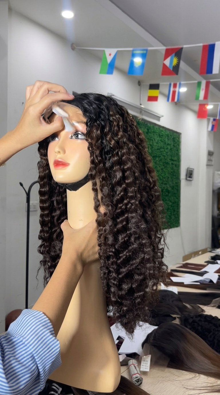 Vietnamese human hair wigs wholesale kinky curly lace front