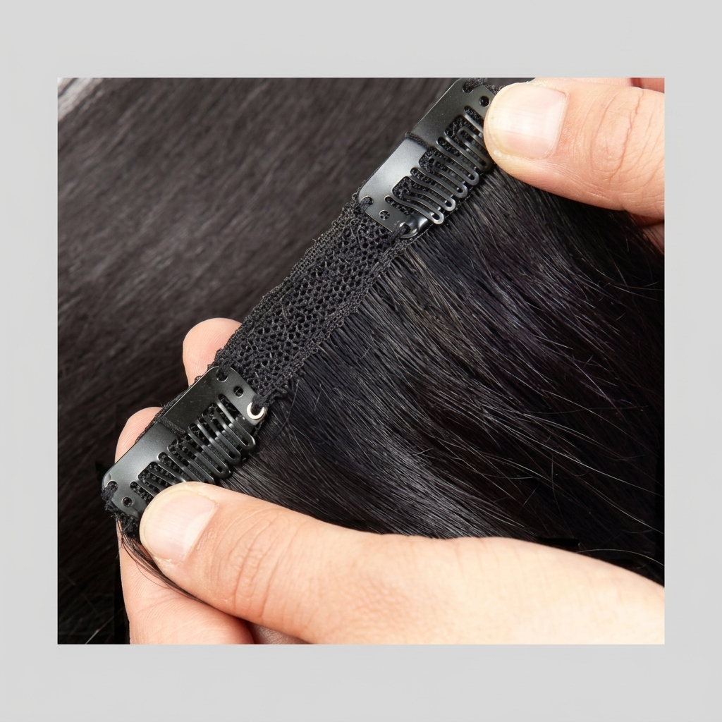 Natural-black Vietnamese clip-in human hair extensions