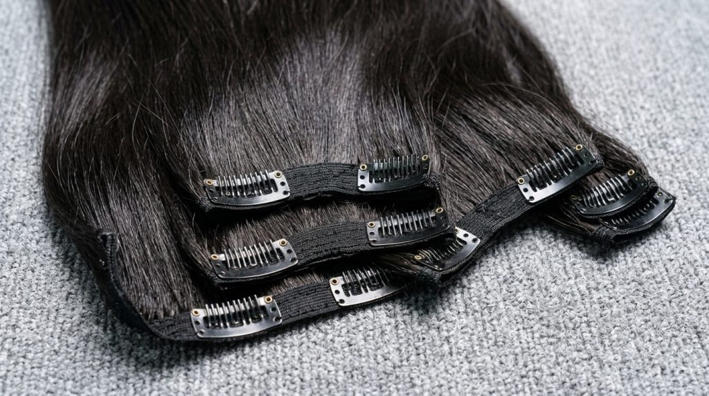 Natural black 14 - 26 inch clip in hair extensions - 2