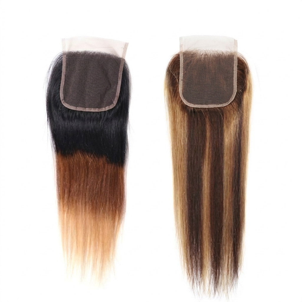 Vietnamese 4x4 lace closures in dark and ombre colors