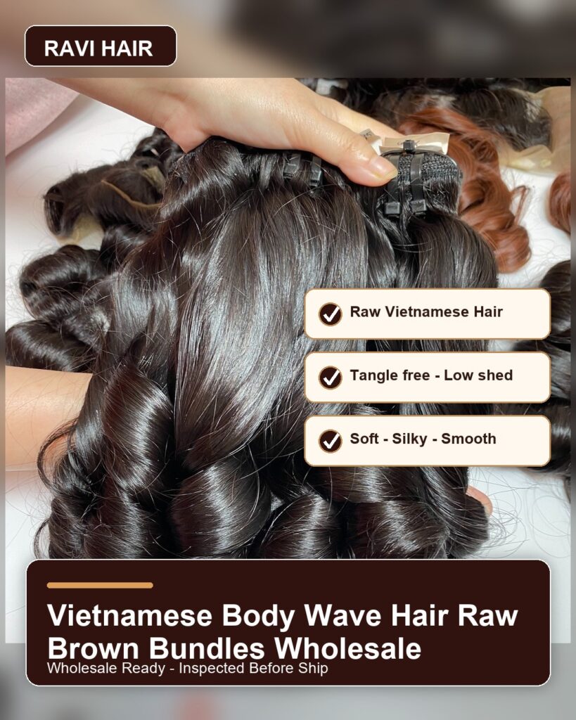Brown Vietnamese Body Wave hair bundles for wholesale catalog expansion