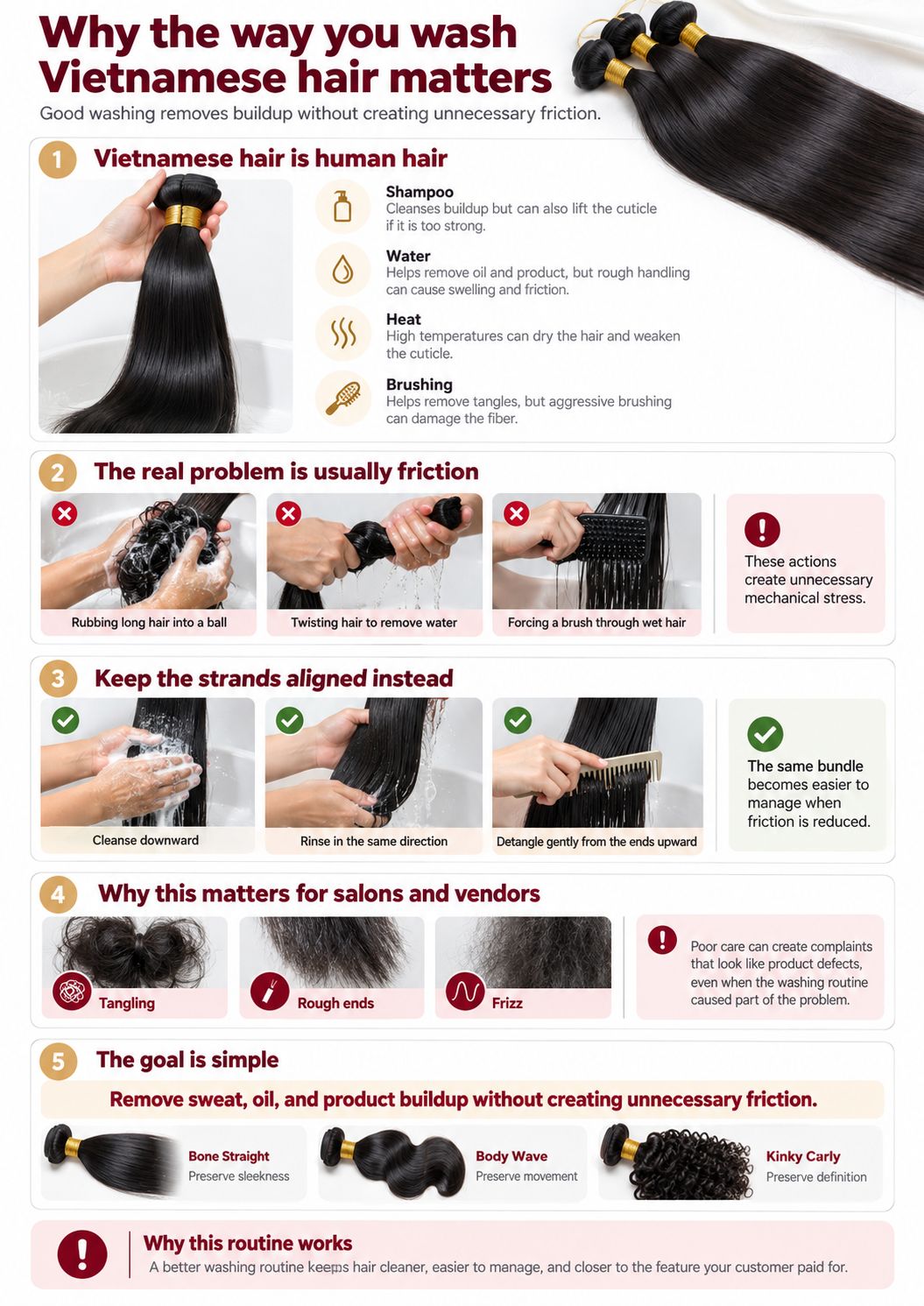 Vietnamese hair washing: how to wash it without dryness, tangling or losing texture